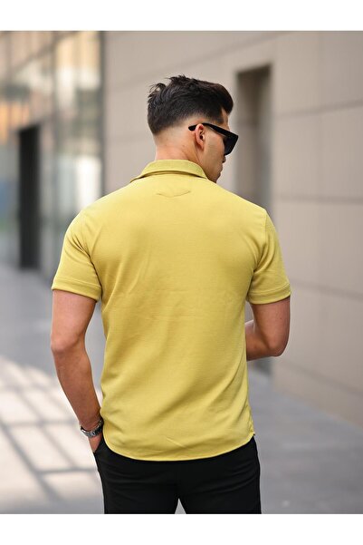 comstar Men's Summer Lycra Slim Fit Shirt Collar Short Sleeve Shirt