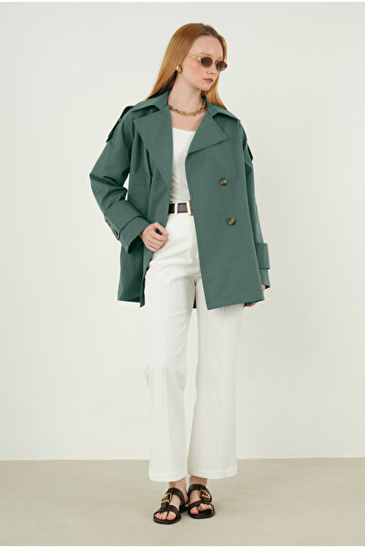 HEQA Kısa Kruvaze Trençkot Zümrüt