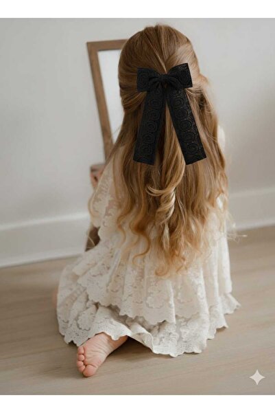 COLORFULLCLİPS Siyah Dantel Kurdeleli Klips Toka