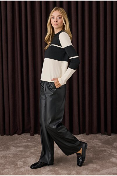 HEQA Чорно-бежевий казенок з блоковим візерунком