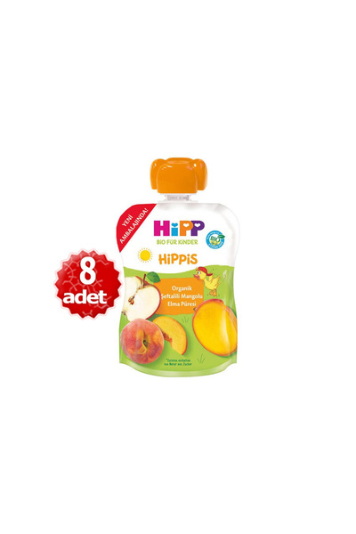 Hipp Organik x 8 Adet Şeftalili Mangolu Elma Püresi 100gr