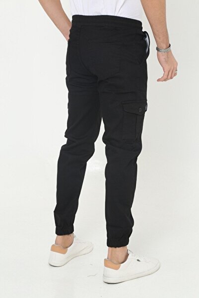 comstar Men's Elastic Waist Narrow Leg Black Jogger Pants