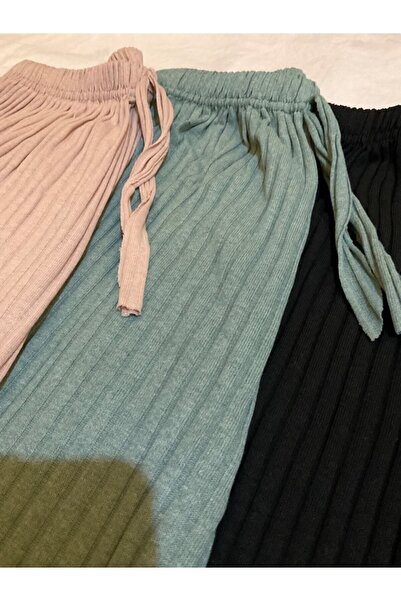 Oyga Γυναικείο πακέτο 3 τεμαχίων με ραβδωτό φαρδύ παντελόνι Basic Sleepwear