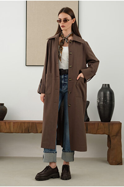 HEQA Βαμβακερό λινό – Μακρύ μπουφάν και καπέλο