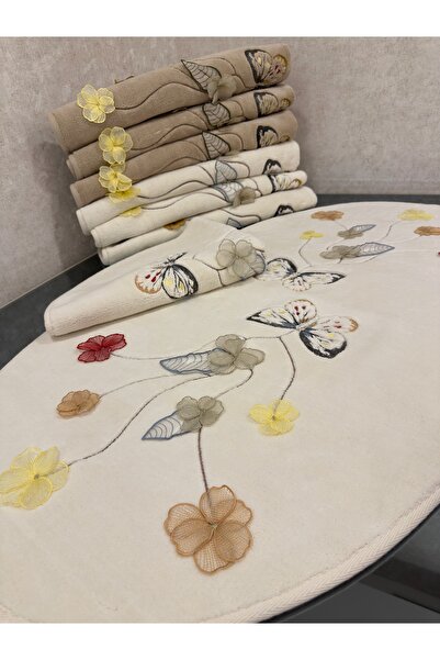 incisecrethome Вишитий 100% бавовняний килим і килимок – нековзний низ 70*120 ОВАЛЬНИЙ 2 ШТУКИ