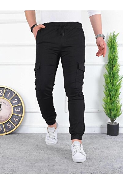 comstar Ανδρικό παντελόνι με ελαστική μέση Cargo Pocket μαύρο παντελόνι