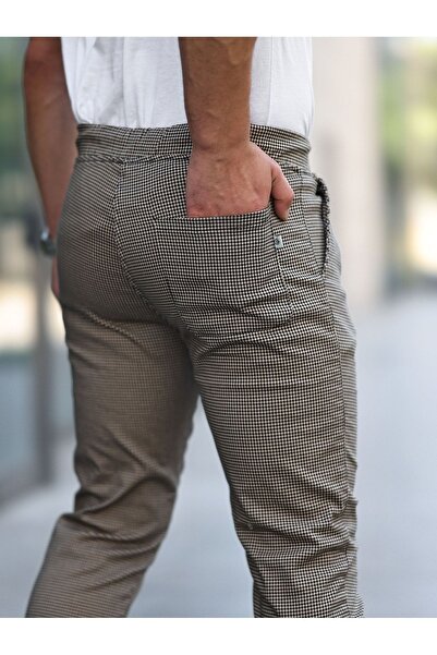 comstar Plaid Trousers with Elastic Legs