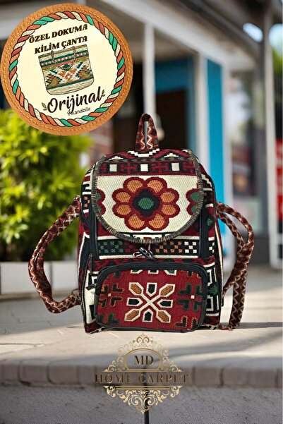 mdhomecarpet Handmade Rug Carpet Women's Backpack 30X40 cm |   Song Corner Patterned Fabric Bag Authentic Quality