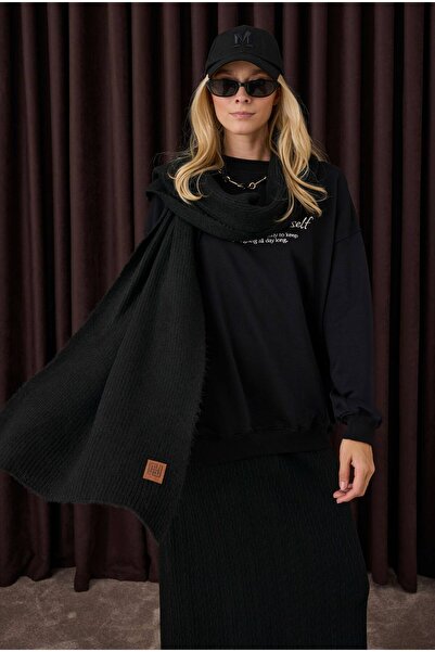 HEQA Прямий плетений шарф чорний