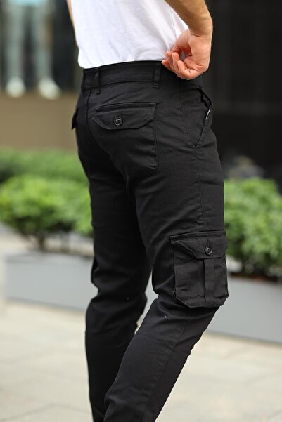 comstar Ανδρικό Basic Cargo Pocket Elastic Leg Μαύρο Παντελόνι