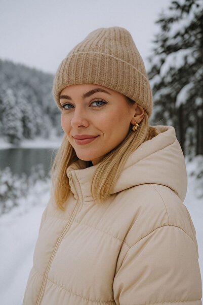 Axesoire 14913 Kalın Fitilli Sütlü Kahve Bere