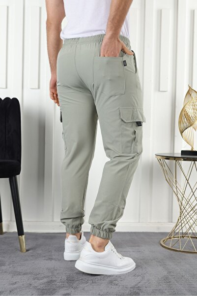 comstar Erkek Beli Lastikli Kargo Cep Yeşil Jogger Pantolon