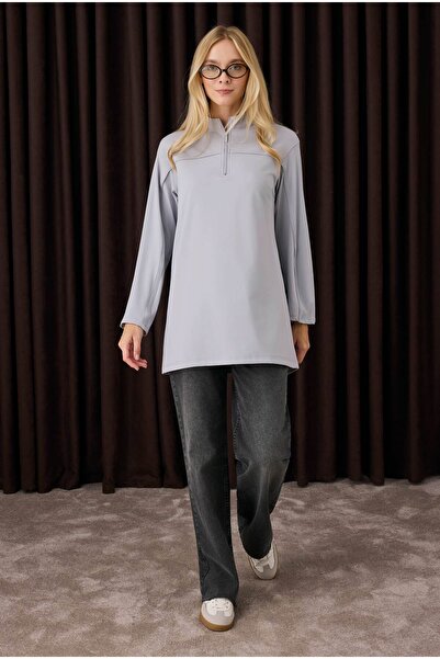 HEQA Світло-сірий світшот - з деталями на рукавах