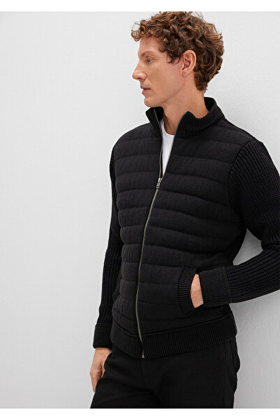 Mavi Fermuarlı Siyah Triko Hırka Slim Fit / Dar Kesim 070697-900