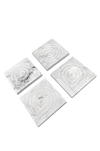 betonmall قاعدة أكواب خرسانية منقوشة من الرخام مكونة من 4 قطع مزخرفة بنمط قطرة