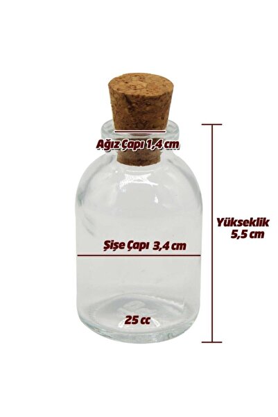 Genel Markalar Cam Şişe 25 Cc Mantar Tıpalı 20 Adet T_cam_sise_25cc_