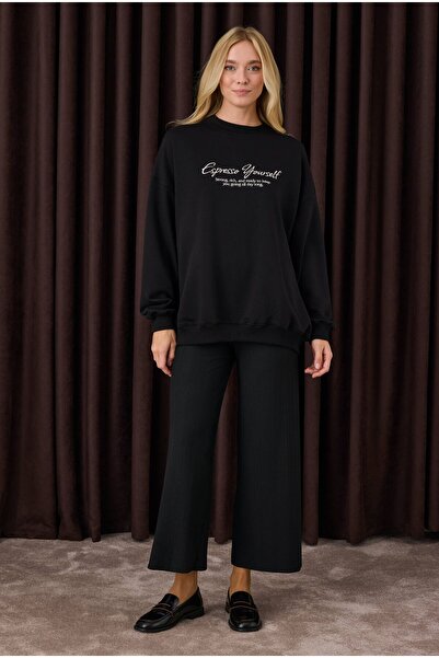 HEQA Чорні трикотажні штани з підкосами