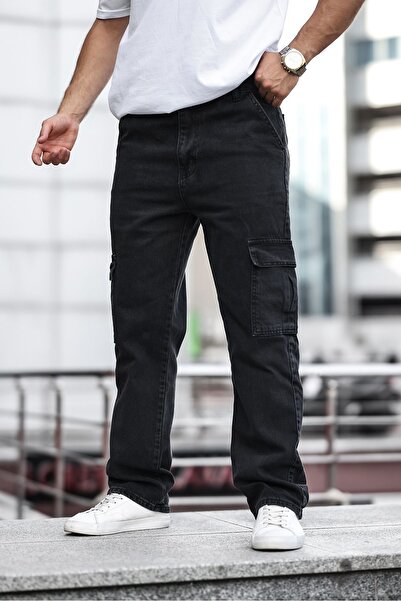 comstar Чоловічі широкі штани з карго кишенею базові чорні мішкуваті штани