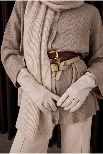 HEQA Düz Örgü Atkı Açık Taş