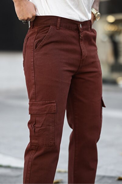 comstar Мъжки широки панталони с карго джобове, кафяви, с широки крачоли