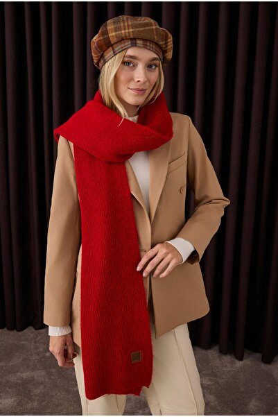 HEQA Червоний рівний плетений шарф