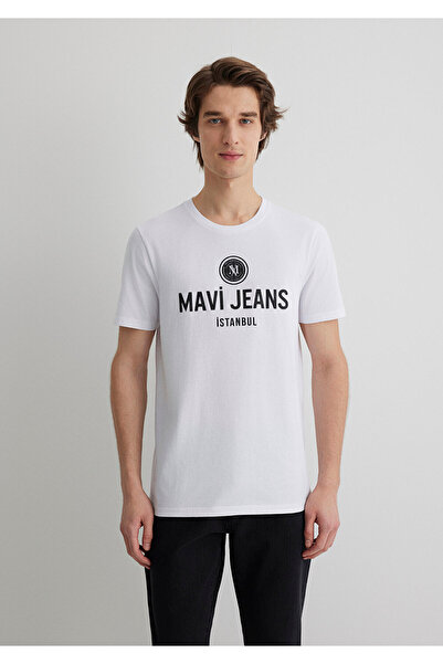Mavi Jeans bedrucktes weißes T-Shirt Slim Fit / Slim Fit 066195-620