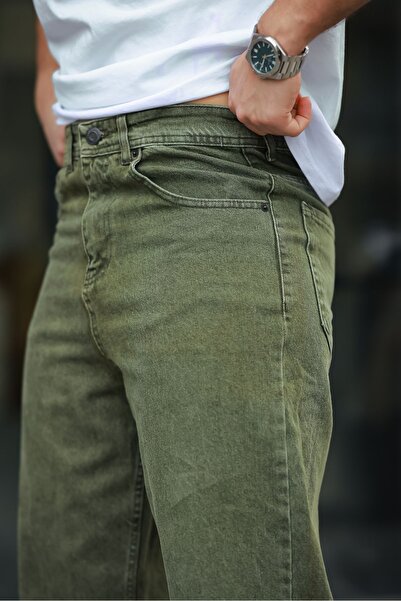 comstar Men's Wide Leg Basic High Waist Khaki Baggy Trousers