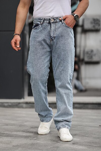 comstar Мъжки широки панталони с висока талия, сини, дънкови, широки