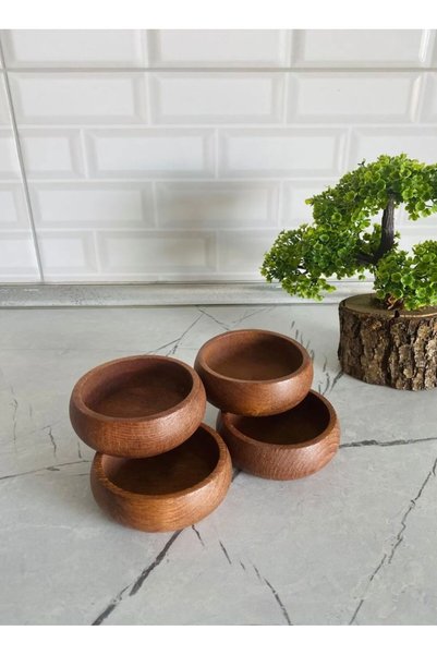 BALSA Round 4-Piece Wooden Snack Bowl