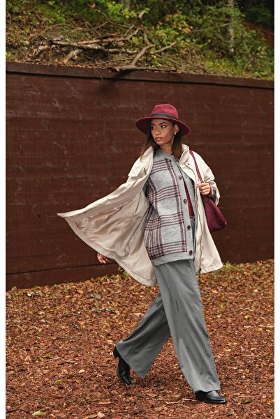 HOPE AND ME Krem Oversize Fermuarlı Panço Trençkot