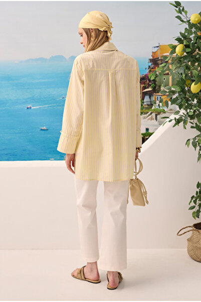 HEQA Bağcıklı Çizgili Gömlek Soft Sarı