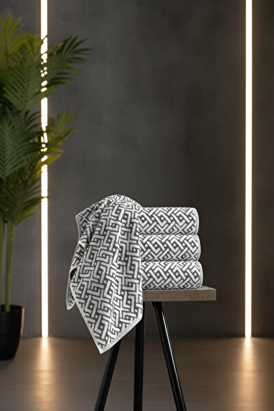 My Catherine Modern Geometric Pattern 4-Piece 50X90Cm Towel Set |   Hand and Face Towel 100% Cotton