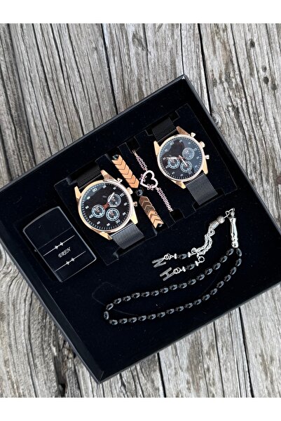 DEEPWELL Çift Kol Saatleri Çakmak Tesbih Bileklik Seti Pk101