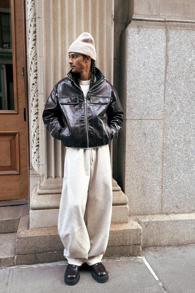 Bershka Pensli kumaş balloon fit pantolon