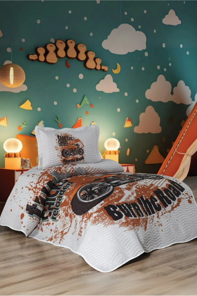 BELENAY HOME Turbo Motor Boy's Single 2 Piece Bedspread Set - Pique Set