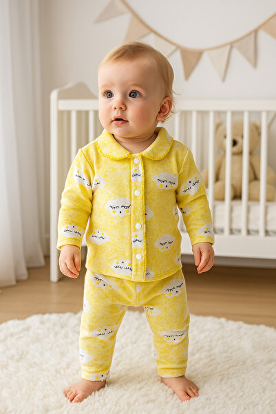 anne dokunuşu gibi KUZUM BEBE Sarı Bulutlu Komple Çıtçıtlı Kız Erkek Bebek Takım