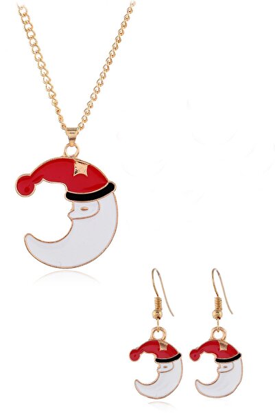 New Obsessions هدية عيد الميلاد الغزلان القمر الجد قلادة أقراط مجموعة من 3