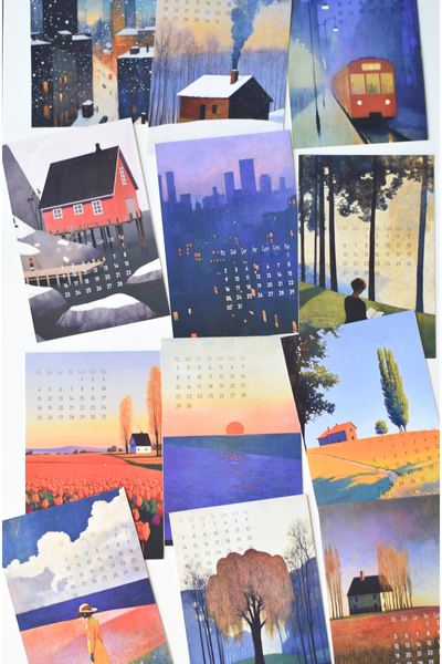 GÖKÇETasarım 2026 Masa Takvimi Çift Taraflı / Ahşap Standlı