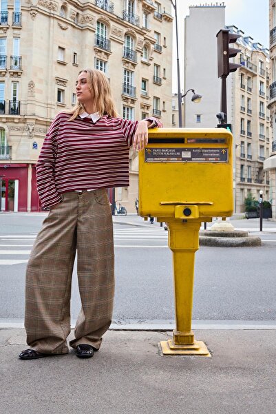 Bershka Barrel kareli pantolon