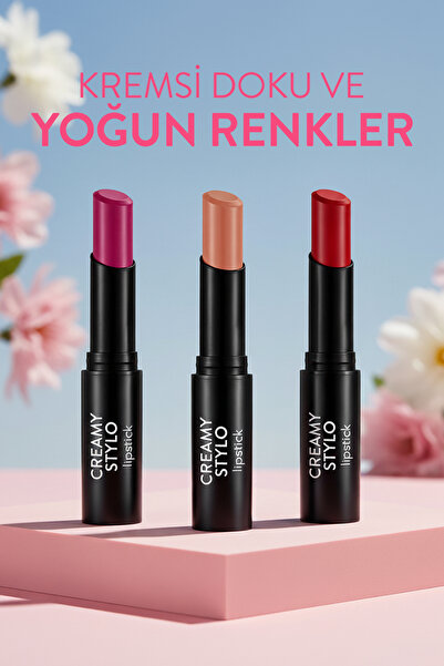 Flormar Yarı Parlak Stick Ruj- Creamy Stylo Lipstick -004 Raspberry-8682536013642