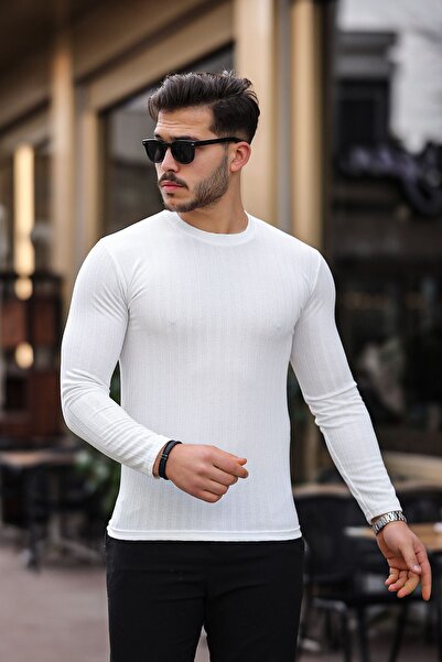 comstar Чоловічий велосипедний комір Джакар Сезонний вузький білий світшот