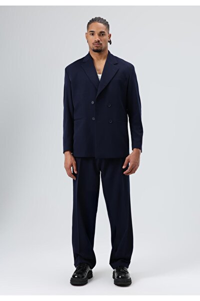 VAMOSCLO Oversized Double-Breasted navy blue suit set