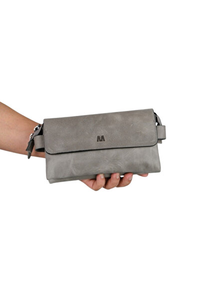 MFT Leather Design Unisex Δερμάτινη τσάντα - Boliva Γνήσια, Γκρι (9874)