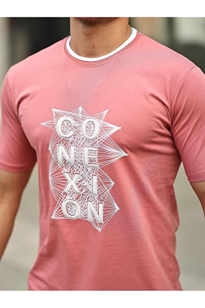 comstar Чоловіча футболка з коротким рукавом і коміром-стійкою, рожева