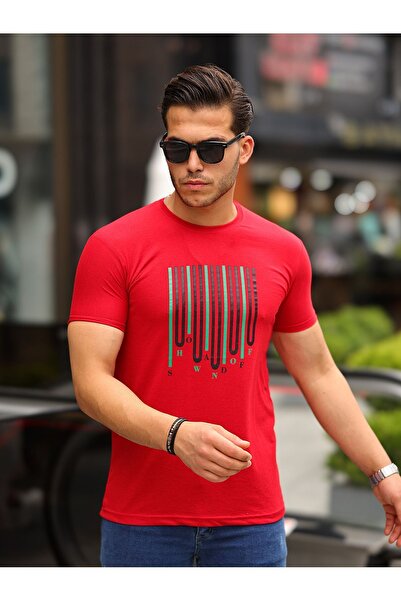 comstar Чоловіча футболка з коротким рукавом і велосипедним коміром, червона