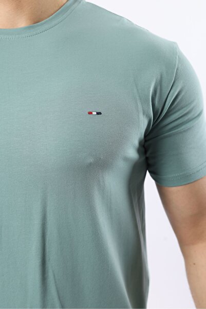 comstar Чоловіча коротка рукава літня футболка з велосипедним коміром, вузька, зелена