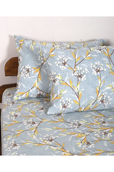 Gloriys Home & Decor Floral Yellow Lavender Patterned Double Size King Size Elastic Sheet Pillow Set