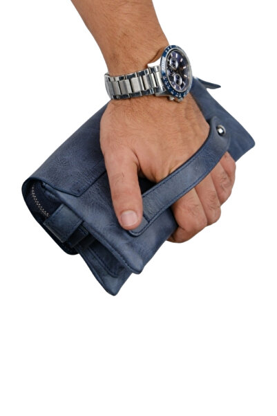 MFT Leather Design Синя унісекс шкіряна сумка - Boliva Hakiki (9874)