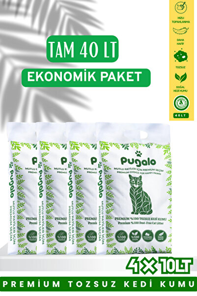 PUGALO Ekonomik Paket 4x10LT Tozsuz Naturel Premium Koku Hapseden Topaklanan ...