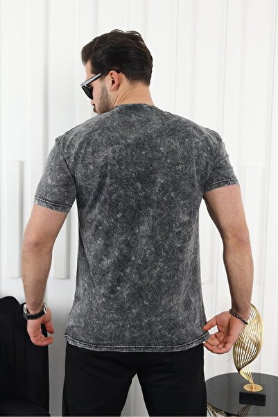 comstar Ανδρικό μπλουζάκι με ανάγλυφο γράμμα με λαιμόκοψη καπνιστό